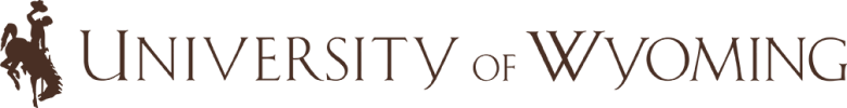 Brown University of Wyoming text logo with bucking bronco horse
